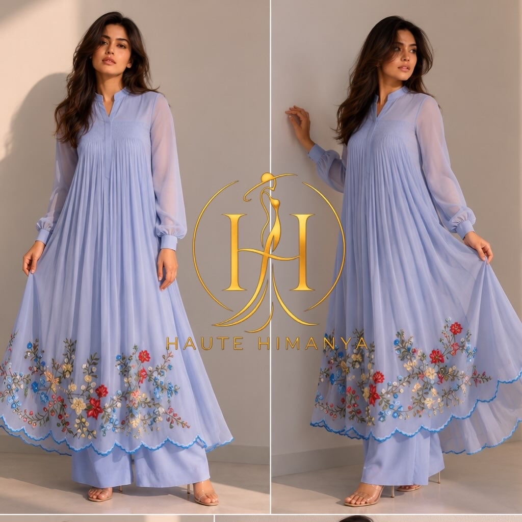 Floral Embroidered Anarkali Suit Co-ord Set