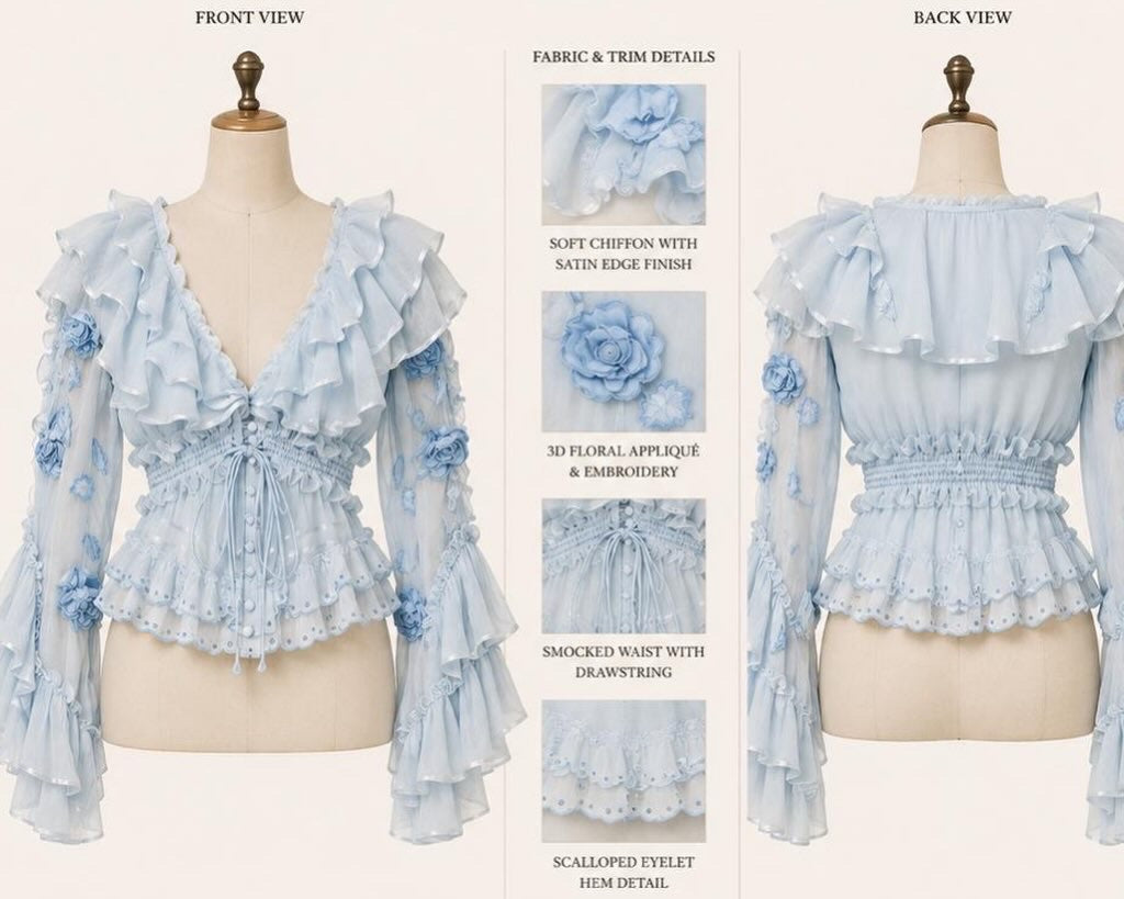 Azure Bloom Blouse